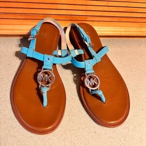 Michael Kors Blue and Brown Sandals